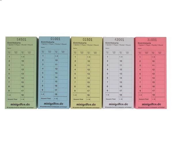Eintrittskarte Minigolf [Ticket - Scorekarte - Spielkarte]